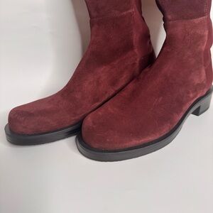 Stuart Weitzman Rich Bordeaux Suede Over Knee Tall Boots